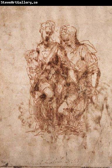 Michelangelo Buonarroti St Anne with the Virgin and the Christ Child